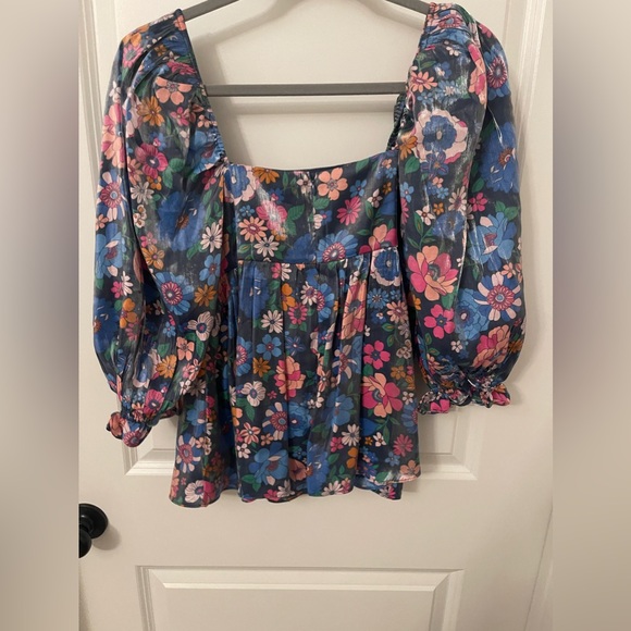 Retro Floral Baby Doll Top - Picture 2 of 3